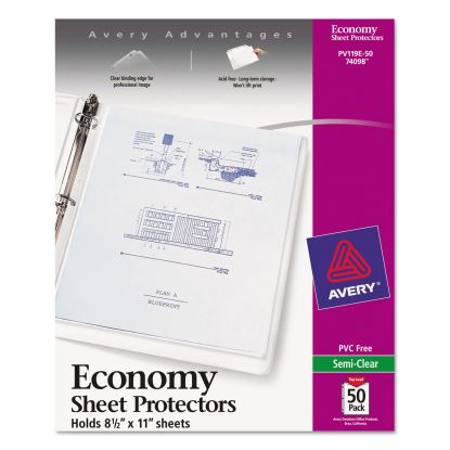 Top-Load Sheet Protector, Economy Gauge, Letter, Semi-Clear, 50/Box1