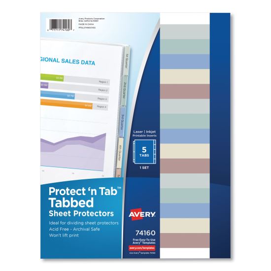 Protect 'n Tab Top-Load Clear Sheet Protectors w/Five Tabs, Letter1