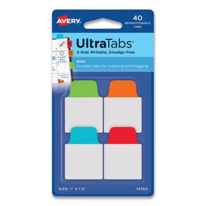 Ultra Tabs Repositionable Tabs, Mini Tabs: 1" x 1.5", 1/5-Cut, Assorted Colors, 40/Pack1