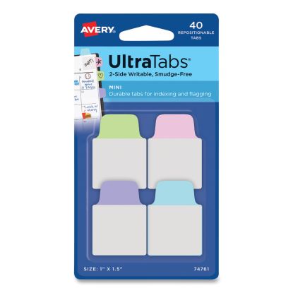 Ultra Tabs Repositionable Tabs, Mini Tabs: 1" x 1.5", 1/5-Cut, Assorted Pastel Colors, 40/Pack1