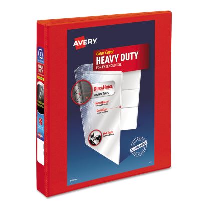 Heavy-Duty View Binder with DuraHinge and One Touch EZD Rings, 3 Rings, 1.5" Capacity, 11 x 8.5, Red1