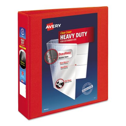 Heavy-Duty View Binder with DuraHinge and One Touch EZD Rings, 3 Rings, 2" Capacity, 11 x 8.5, Red1
