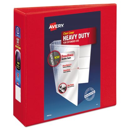 Heavy-Duty View Binder with DuraHinge and Locking One Touch EZD Rings, 3 Rings, 3" Capacity, 11 x 8.5, Red1