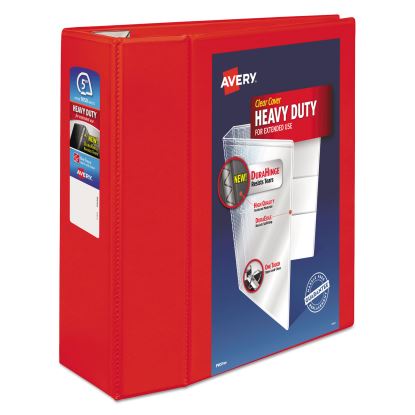 Heavy-Duty View Binder with DuraHinge and Locking One Touch EZD Rings, 3 Rings, 5" Capacity, 11 x 8.5, Red1