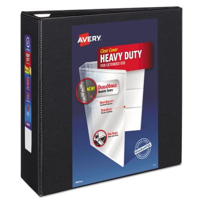 Heavy-Duty View Binder with DuraHinge and Locking One Touch EZD Rings, 3 Rings, 4" Capacity, 11 x 8.5, Black1