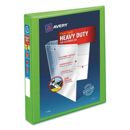 Heavy-Duty View Binder with DuraHinge and One Touch EZD Rings, 3 Rings, 1" Capacity, 11 x 8.5, Chartreuse1