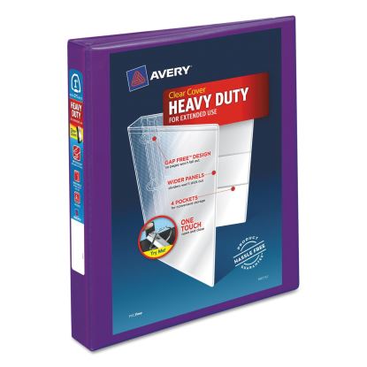 Heavy-Duty View Binder with DuraHinge and One Touch EZD Rings, 3 Rings, 1" Capacity, 11 x 8.5, Purple1