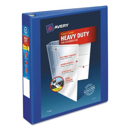 Heavy-Duty View Binder with DuraHinge and One Touch EZD Rings, 3 Rings, 1.5" Capacity, 11 x 8.5, Pacific Blue1