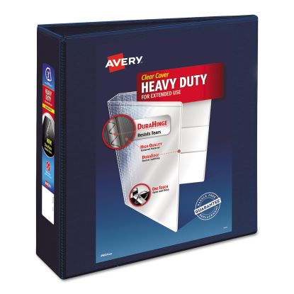 Heavy-Duty View Binder with DuraHinge and Locking One Touch EZD Rings, 3 Rings, 3" Capacity, 11 x 8.5, Navy Blue1