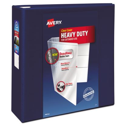 Heavy-Duty View Binder with DuraHinge and Locking One Touch EZD Rings, 3 Rings, 4" Capacity, 11 x 8.5, Navy Blue1