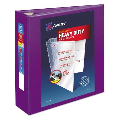 Heavy-Duty View Binder with DuraHinge and Locking One Touch EZD Rings, 3 Rings, 3" Capacity, 11 x 8.5, Purple1