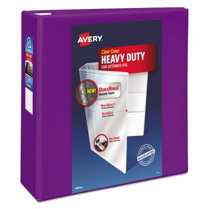 Heavy-Duty View Binder with DuraHinge and Locking One Touch EZD Rings, 3 Rings, 4" Capacity, 11 x 8.5, Purple1