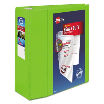 Heavy-Duty View Binder with DuraHinge and Locking One Touch EZD Rings, 3 Rings, 5" Capacity, 11 x 8.5, Chartreuse1