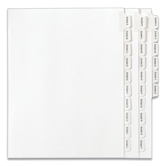 Preprinted Legal Exhibit Side Tab Index Dividers, Allstate Style, 26-Tab, Exhibit A to Exhibit Z, 11 x 8.5, White, 1 Set1