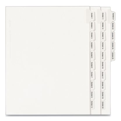 Preprinted Legal Exhibit Side Tab Index Dividers, Allstate Style, 25-Tab, Exhibit 1 to Exhibit 25, 11 x 8.5, White, 1 Set1