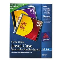 Inkjet CD/DVD Jewel Case Inserts, Matte White, 20/Pack1