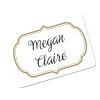 Flexible Adhesive Name Badge Labels, 3 3/8 x 2 1/3, White/Gold Border, 120/PK2