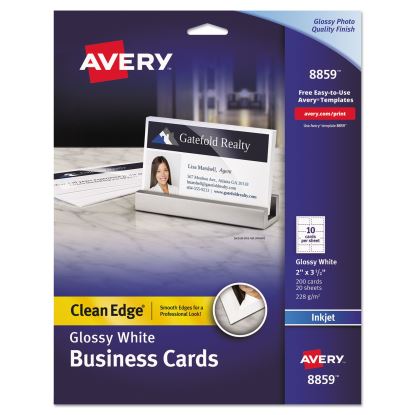 True Print Clean Edge Business Cards, Inkjet, 2 x 3.5, Glossy White, 200 Cards, 10 Cards Sheet, 20 Sheets/Pack1