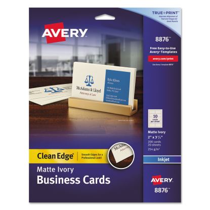 True Print Clean Edge Business Cards, Inkjet, 2 x 3.5, Ivory, 200 Cards, 10 Cards Sheet, 20 Sheets/Pack1