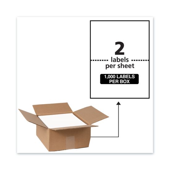 Waterproof Shipping Labels with TrueBlock Technology, Laser Printers, 5.5 x 8.5, White, 2/Sheet, 500 Sheets/Box1