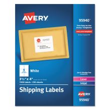 White Shipping Labels-Bulk Packs, Inkjet/Laser Printers, 3.33 x 4, White, 6/Sheet, 250 Sheets/Box1