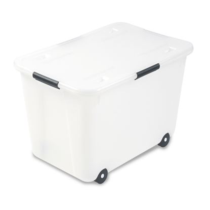 Rolling 15-Gal. Storage Box, Letter/Legal Files, 23.75" x 15.75" x 15.75", Clear1