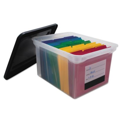 File Tote with Contents Label, Letter/Legal Files, 17.75" x 14" x 10.25", Clear/Black1