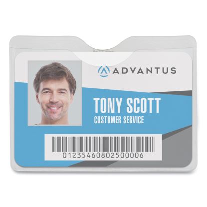 Security ID Badge Holders with Clip, Horizontal, Clear 3.5" x 3" Holder, 3.5" x 3" Insert, 50/Box1