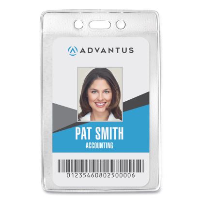 Security ID Badge Holders, Prepunched for Chain/Clip, Vertical, Clear 3.13" x 4.88" Holder, 2.75" x 4.25" Insert, 50/Box1