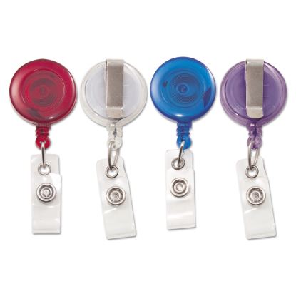 Translucent Retractable ID Card Reel, 30" Extension, Assorted Colors, 4/Pack1