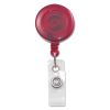 Translucent Retractable ID Card Reel, 30" Extension, Red, 12/Pack2