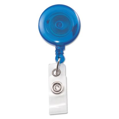 Translucent Retractable ID Card Reel, 30" Extension, Blue, 12/Pack1