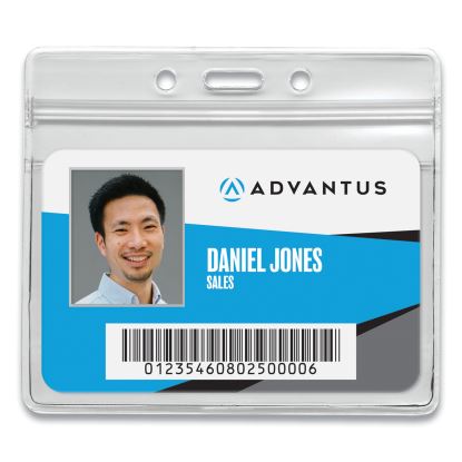Resealable ID Badge Holders, Horizontal, Frosted 4.13" x 3.75" Holder, 3.75" x 2.62" Insert, 50/Pack1