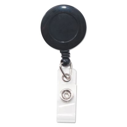 Swivel-Back Retractable ID Card Reel, 30" Extension, Black, 12/Pack1