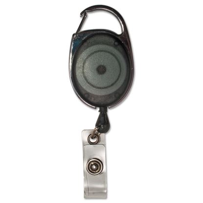 Carabiner-Style Retractable ID Card Reel, 30" Extension, Smoke, 12/Pack1