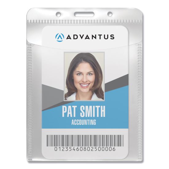 PVC-Free Badge Holders, Vertical, Clear 3.5" x 5.13" Holder, 3.13" x 4.13" Insert, 50/Pack1