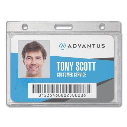 Frosted One-Card Rigid Badge Holders, Horizontal, Frosted 3.68" x 2.75" Holder, 3.38" x 2.13" Insert, 25/Box1