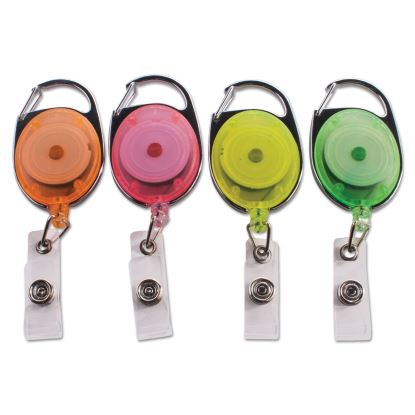 Carabiner-Style Retractable ID Card Reel, 30" Extension, Assorted Neon Colors, 20/Pack1