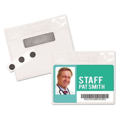 Magnetic-Style Name Badge Kits, Horizontal, Clear 4.5" x 3.25" Holder, 4.13" x 3" Insert, 20/Pack1