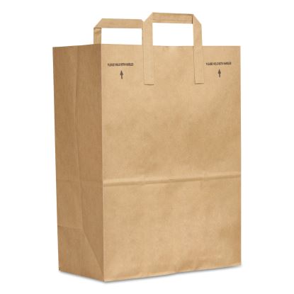 Grocery Paper Bags, Attached Handle, 30 lb Capacity, 1/6 BBL, 12 x 7 x 17, Kraft, 300 Bags1