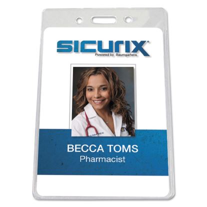 SICURIX Badge Holder, Vertical, 2.75 x 4.13, Clear, 12/Pack1