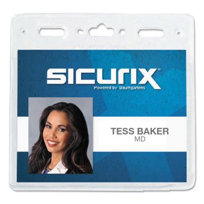 Sicurix Vinyl Badge Holder, 4 x 3, Clear, 50/Pack1