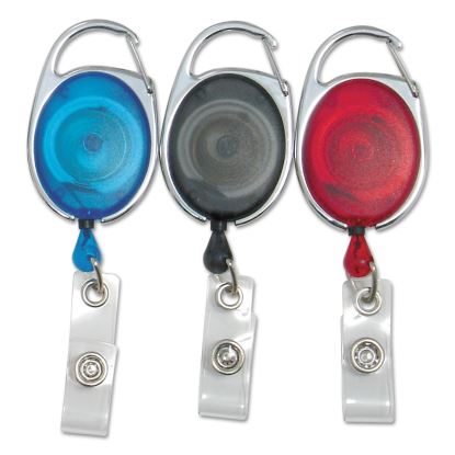 Quick Clip Card Reels, 30" Extension, Blue/Red/Smoke, 3/Pack1