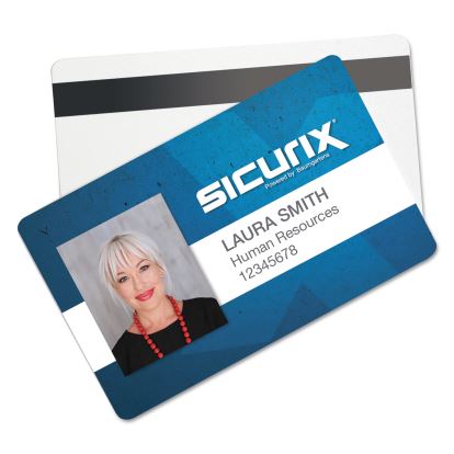 SICURIX Blank ID Card with Magnetic Strip, 2 1/8 x 3 3/8, White, 100/Pack1