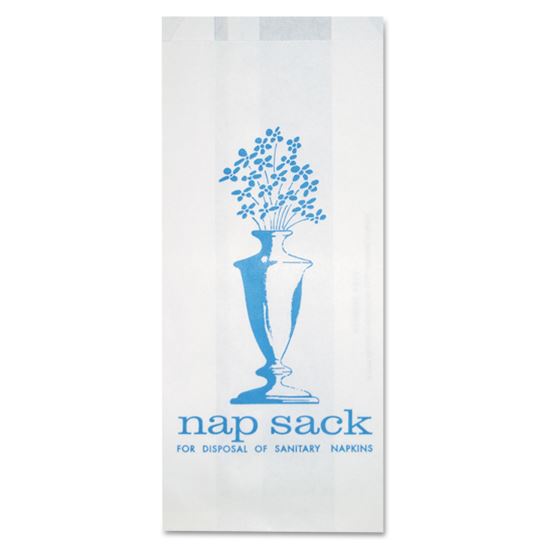 Nap Sack Sanitary Disposal Bags, 4" x 9", White, 1,000/Carton1
