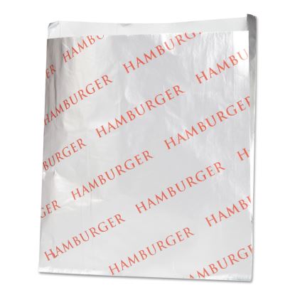 Foil Single-Serve Bags, 6" x 6.5", Silver, Hamburger Design, 1,000/Carton1