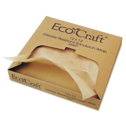 EcoCraft Grease-Resistant Paper Wraps and Liners, Natural, 12 x 12, 1,000/Box, 5 Boxes/Carton1