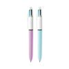 4-Color Multi-Color Ballpoint Pen, Retractable, Medium 1 mm, Lime/Pink/Purple/Turquoise Ink, Lime Green Barrel, 2/Pack1