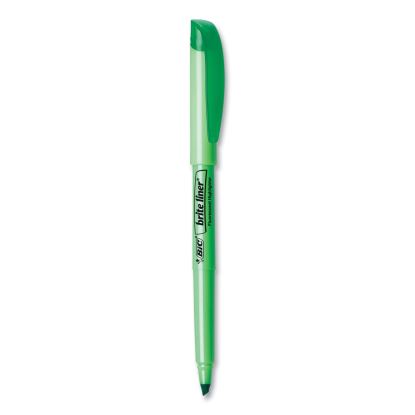 Brite Liner Highlighter, Fluorescent Green Ink, Chisel Tip, Green/Black Barrel, Dozen1