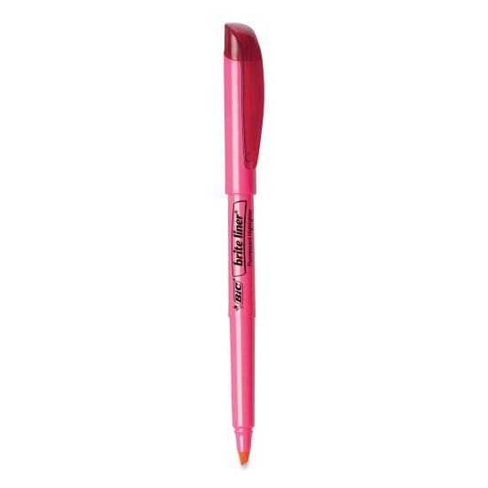 Brite Liner Highlighter, Fluorescent Pink Ink, Chisel Tip, Pink/Black Barrel, Dozen1